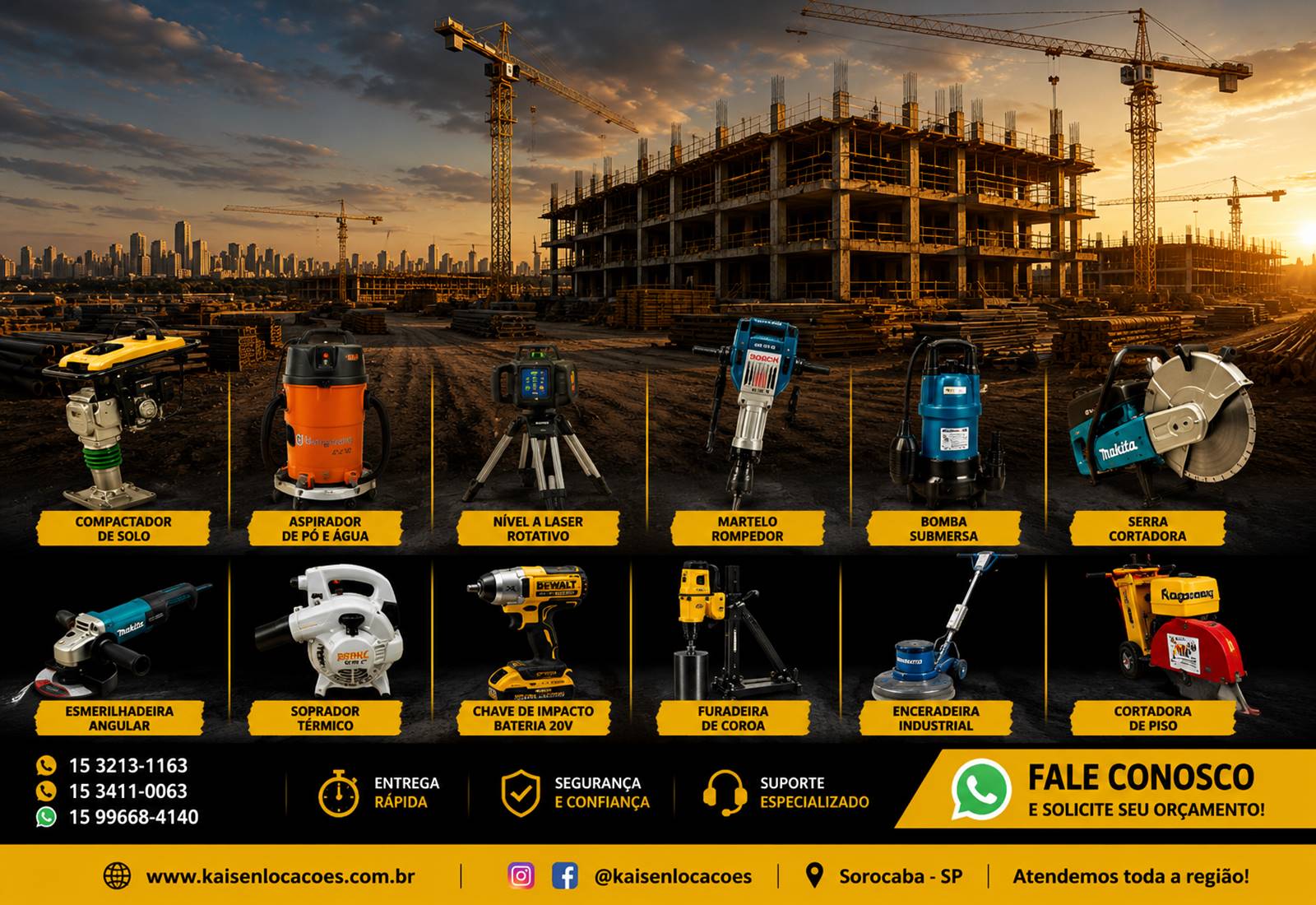 Kaisen Locações | Aluguel de Equipamentos Sorocaba Aluguel de Ferramentas